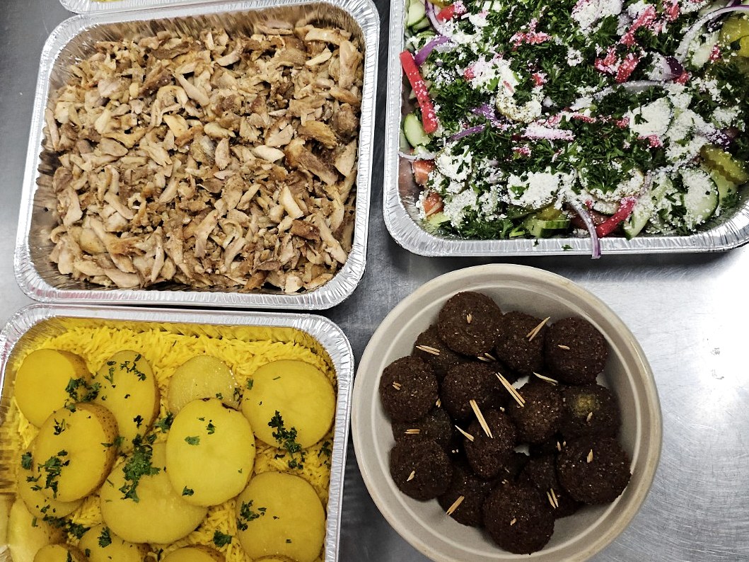 Mediterranean catering spread